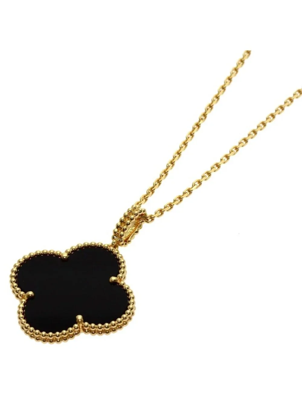Van Cleef & Arpels Magic Alhambra Onyx Long Necklace 18k Yellow Gold